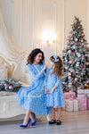 Baby blue Lace Mother Daughter Matching Dresses for party - Matchinglook