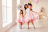 Baby pink Mom Daughter Matching Outfits with flounces