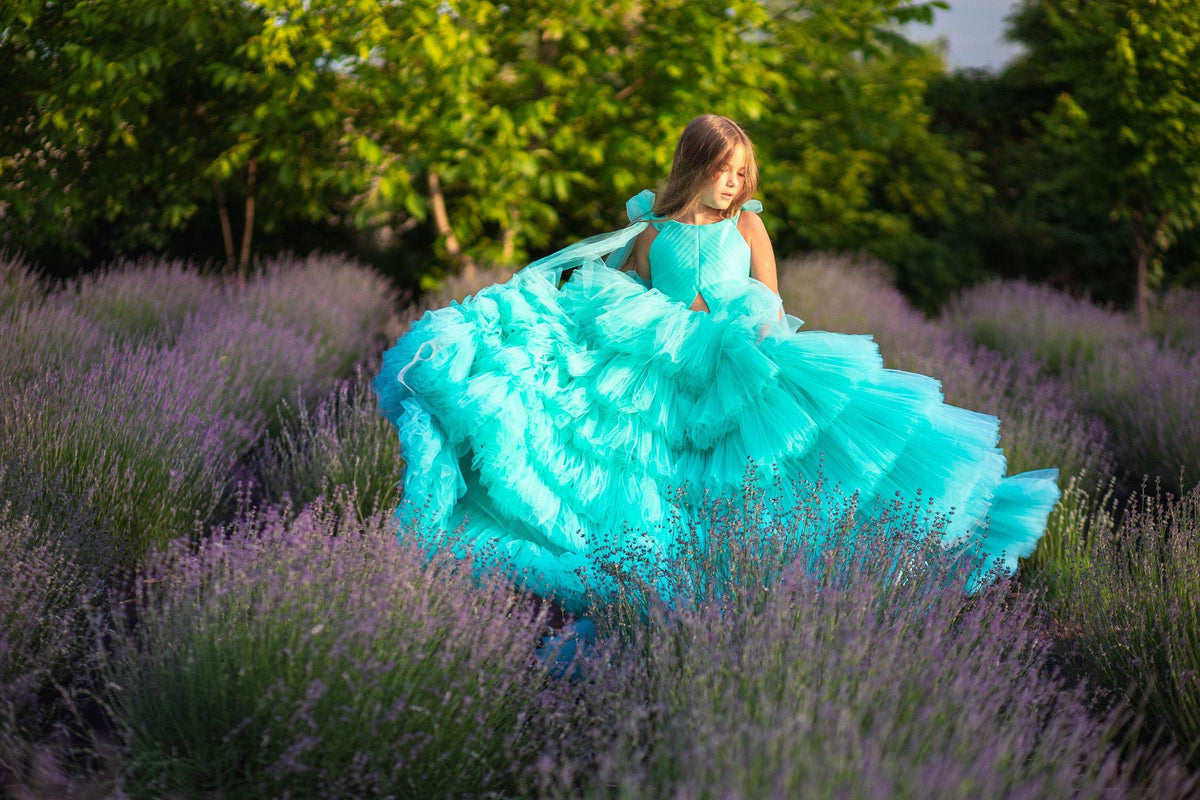 toddler girl designer dress Shop Girl Pageant Dress, Tulle Flower Girl Dress, Teal Tiered Princess, Toddler Birthday Dress, Girl Designer Dress, Haute Couture Dress, Puffy -