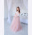 Blush Baby Shower Maxi Dress with long sleeves and decorated with beaded lace
