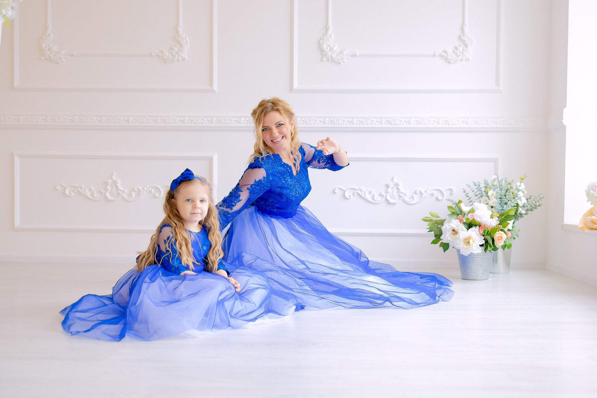 knee length dresses for ladies Shop Mom and Toddler Matching Outfit, Blue Maxi Dress, Mother Daughter Matching Dresses, Lace Gown Dress, Mommy and Me Dress, 1st Birthday Dress -