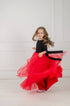 Red and black pageant dress Red tutu Flower girl dress baby girl dress with bow Princess dress Tulle First communion dress girls lace dress
