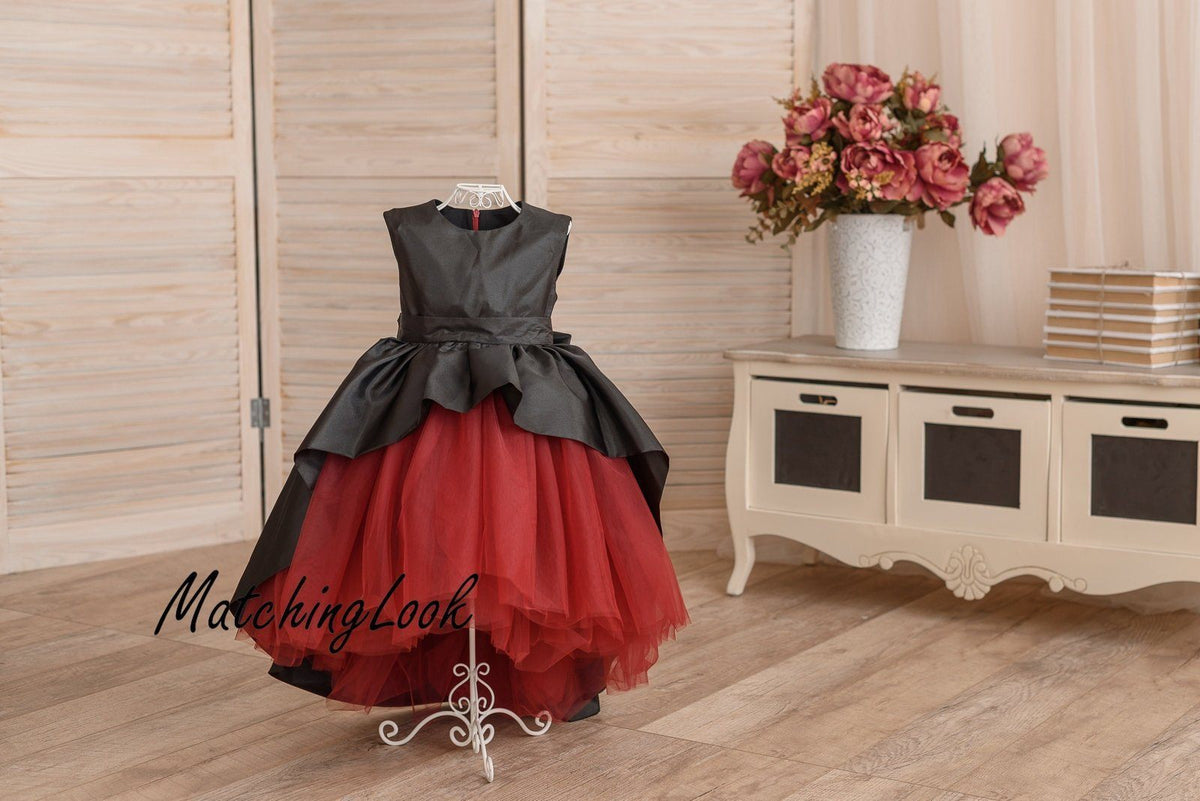 Shop Red and black tutu dress, flower girl dress, black and red flower