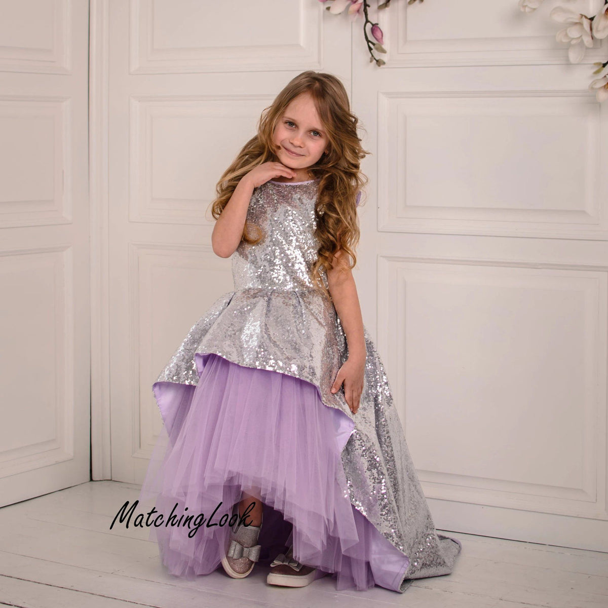Shop Unicorn birthday party dress - Lavender Silver Tutu sequin toddler dress