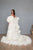 Ivory Statement Bridal Cape with 3D flowers, Volumetric Organza Wedding Cape With 3D Roses, Couture Cape Gown For Photoshoot