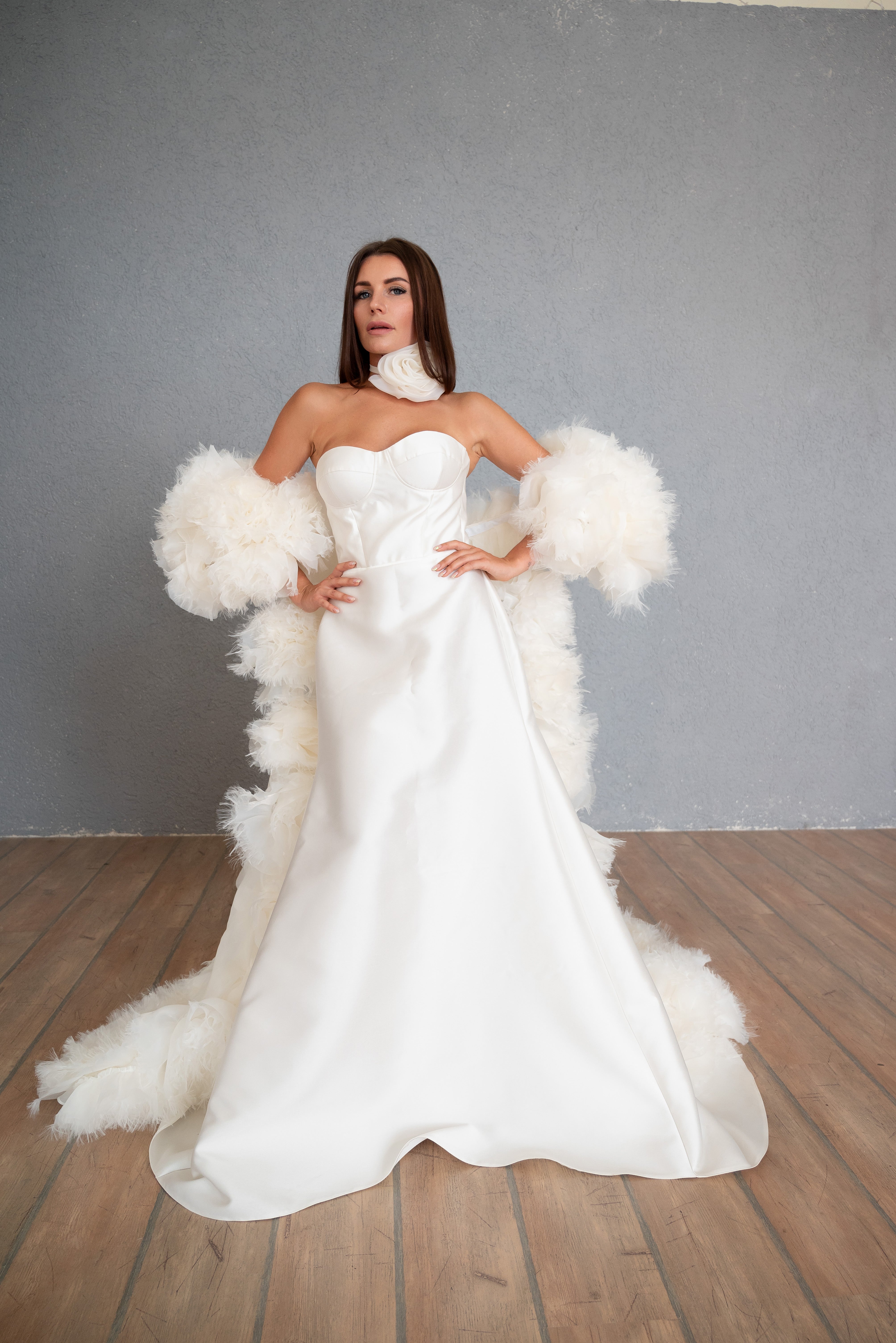 Shop Ivory Statement Bridal Cape With 3D flowers, Volumetric Organza Wedding Cape With 3D Roses, Couture Cape Gown For Photoshoot Shop Ivory Statement Bridal Cape With 3D flowers, Volumetric Organza Wedding Cape With 3D Roses, Couture Cape Gown For Photoshoot