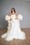 Ivory Statement Bridal Cape with 3D flowers, Volumetric Organza Wedding Cape With 3D Roses, Couture Cape Gown For Photoshoot