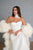 Ivory Statement Bridal Cape with 3D flowers, Volumetric Organza Wedding Cape With 3D Roses, Couture Cape Gown For Photoshoot