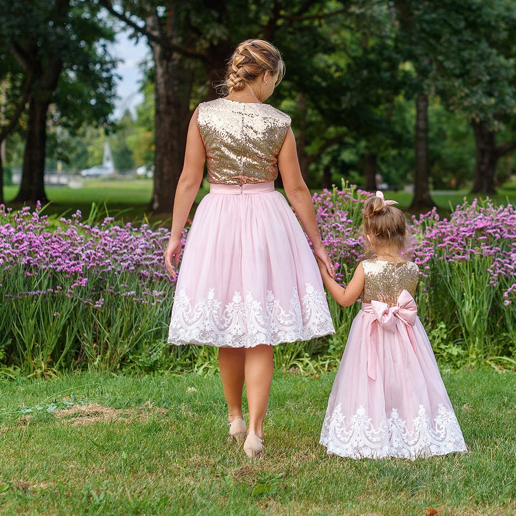 Shop Mother Daughter Matching Dresses, Photoshoot Dresses, Flower Girl Dress, Mommy and Me Outfit, Formal Dress, Birthday Dress,Gold Sequin Dress -