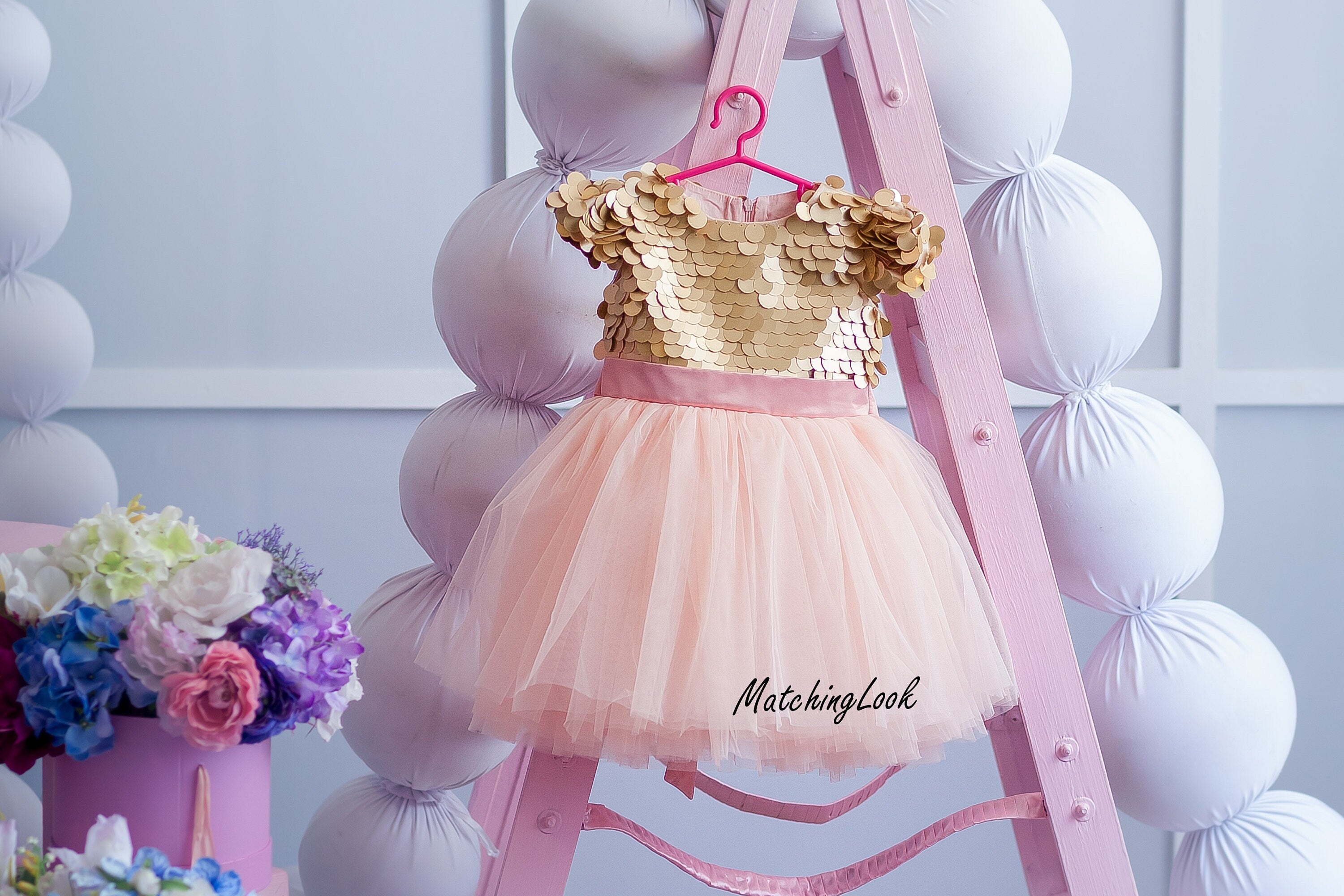 Flower Girl Dress Pink And Gold Baby Outfit Shop Gold Baby Tutu