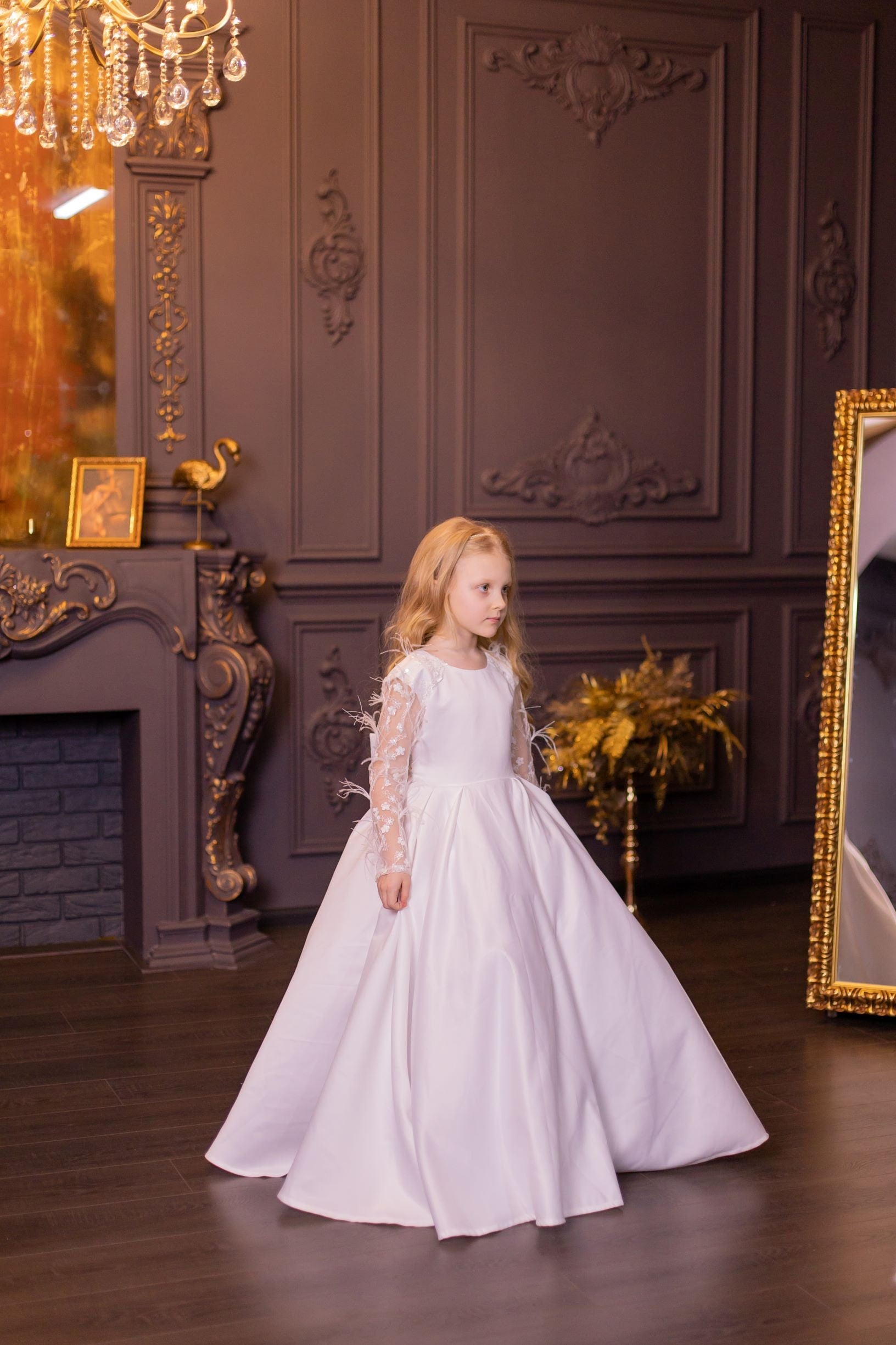 Shop Girl Satin Dress, Special Occasion Dress, Flower Girl Dress, Girl Princess Dress, Long Sleeve Dress, Formal Dress, Toddler Gown Dress - Shop Girl Satin Dress, Special Occasion Dress, Flower Girl Dress, Girl Princess Dress, Long Sleeve Dress, Formal Dress, Toddler Gown Dress -