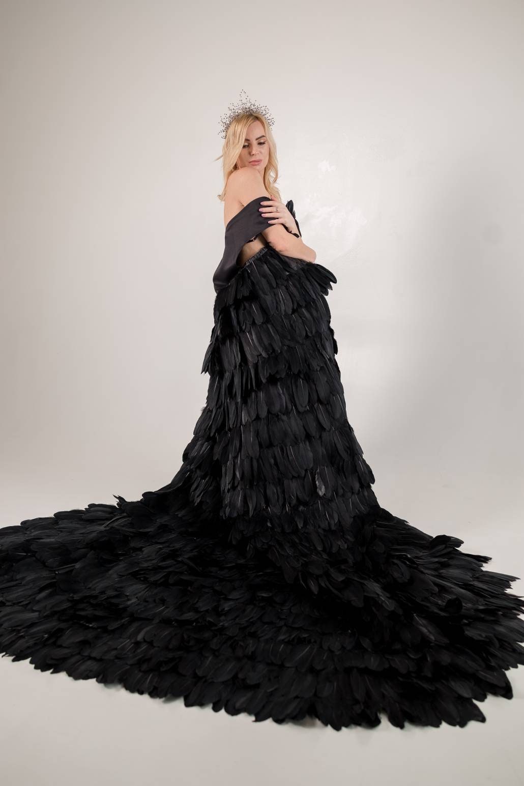 Shop Black Feather Cape, Raven Feather Cloak, Black Angel Feather Robe, Photoshoot Robe, Feather Gown, Widow Robe, Feather Boudoir Robe, Photo -