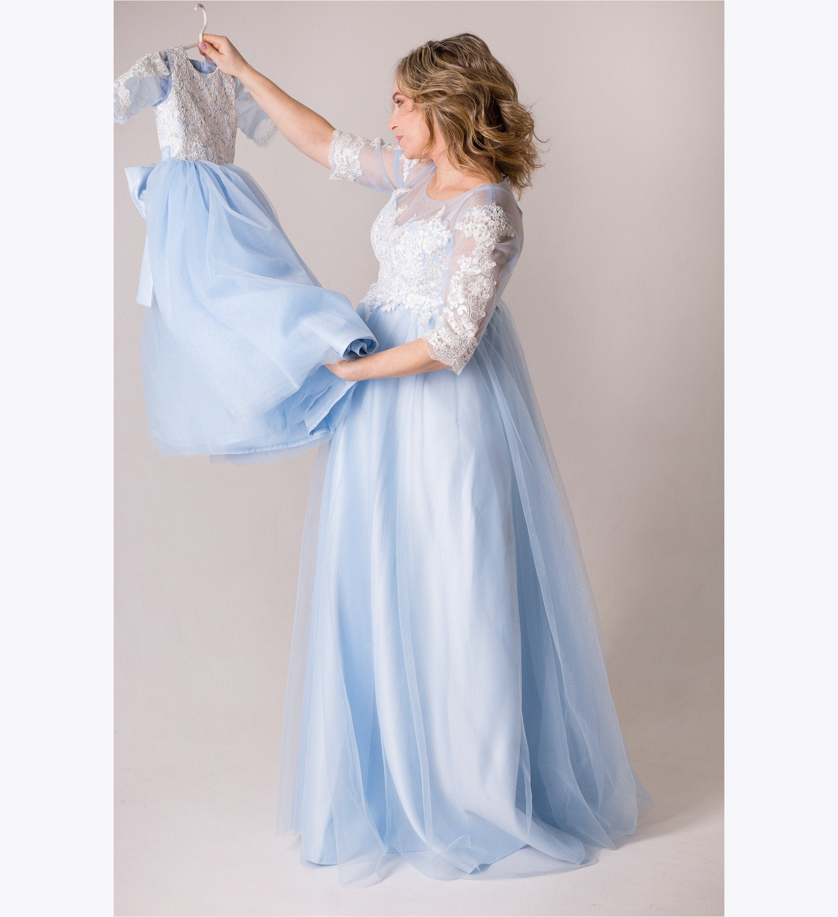Shop Mommy and me maternity dress, Baby Shower Dress, Matching Maternity Dress For Photo Shoot, Blue Tulle Maternity Dress, Maternity Gown
