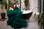 Emerald green maternity dress for mom to be photoshoot