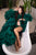 Emerald green maternity dress for mom to be photoshoot