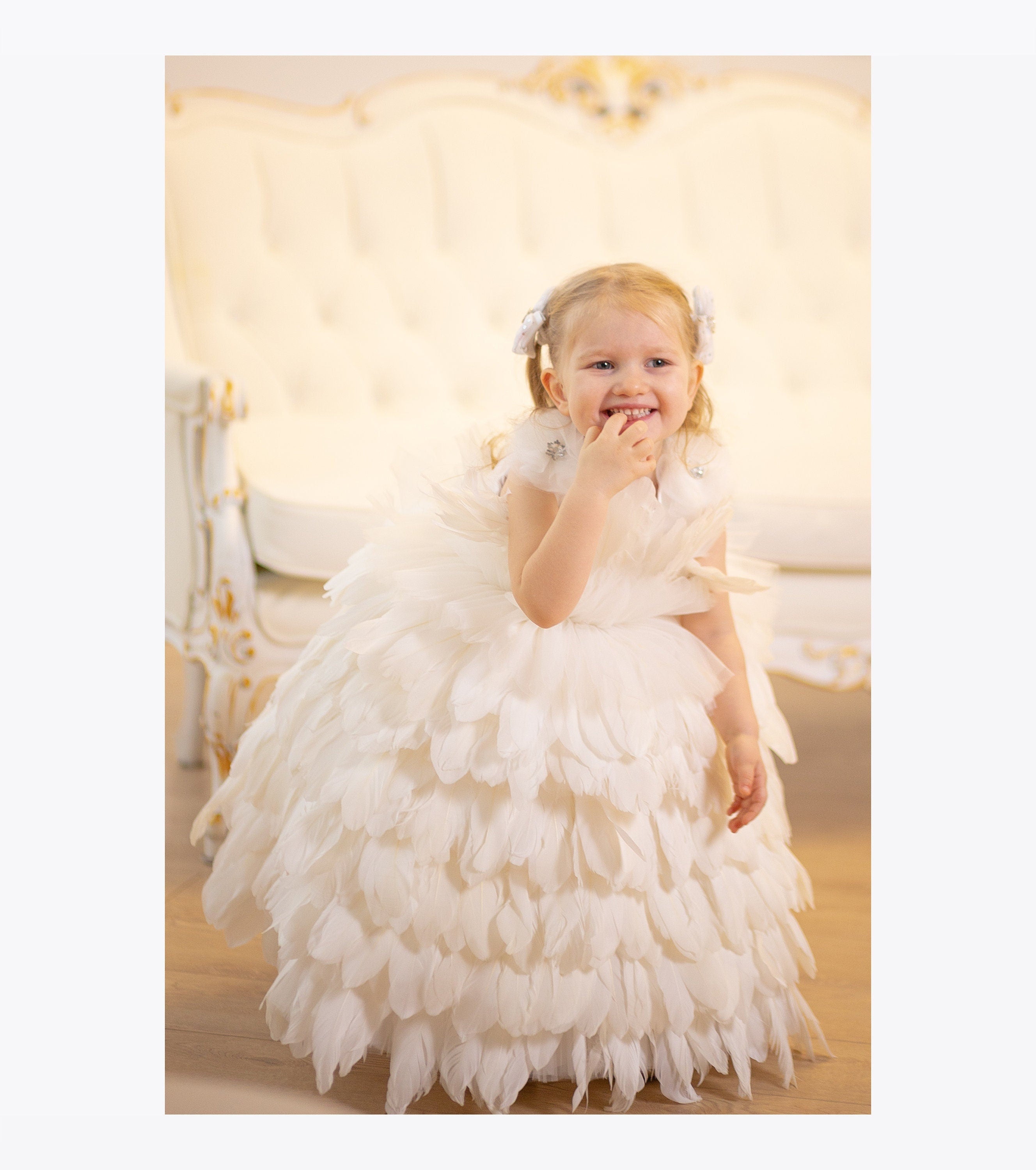 White Feather Dress, Baby Girl Baptism Dress, Floor Length Gown, Christening Girl Dress, First Communion Dress, Flower Girl Formal Dress 5 White Feather Dress, Baby Girl Baptism Dress, Floor Length Gown, Christening Girl Dress, First Communion Dress, Flower Girl Formal Dress 5