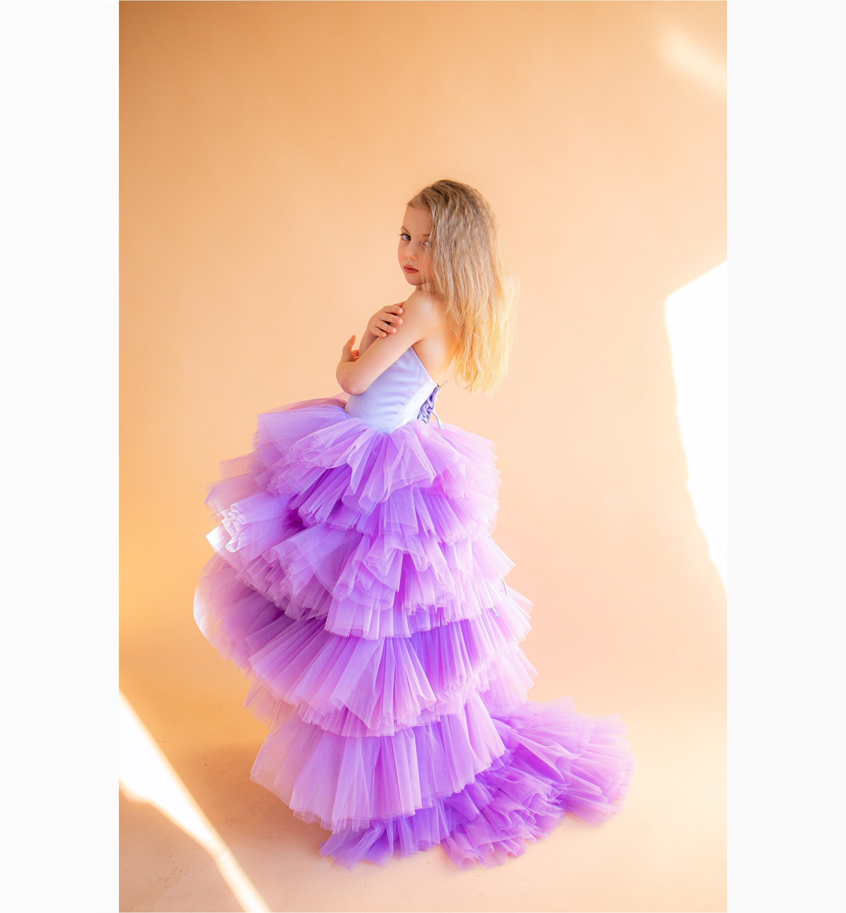 Shop Girl Pageant Dress, Photography Dress, Lavender Tulle Dress, Flower Girl Dress, Toddler High Low Dress, Ruffle Party Dress, Princess Dress -