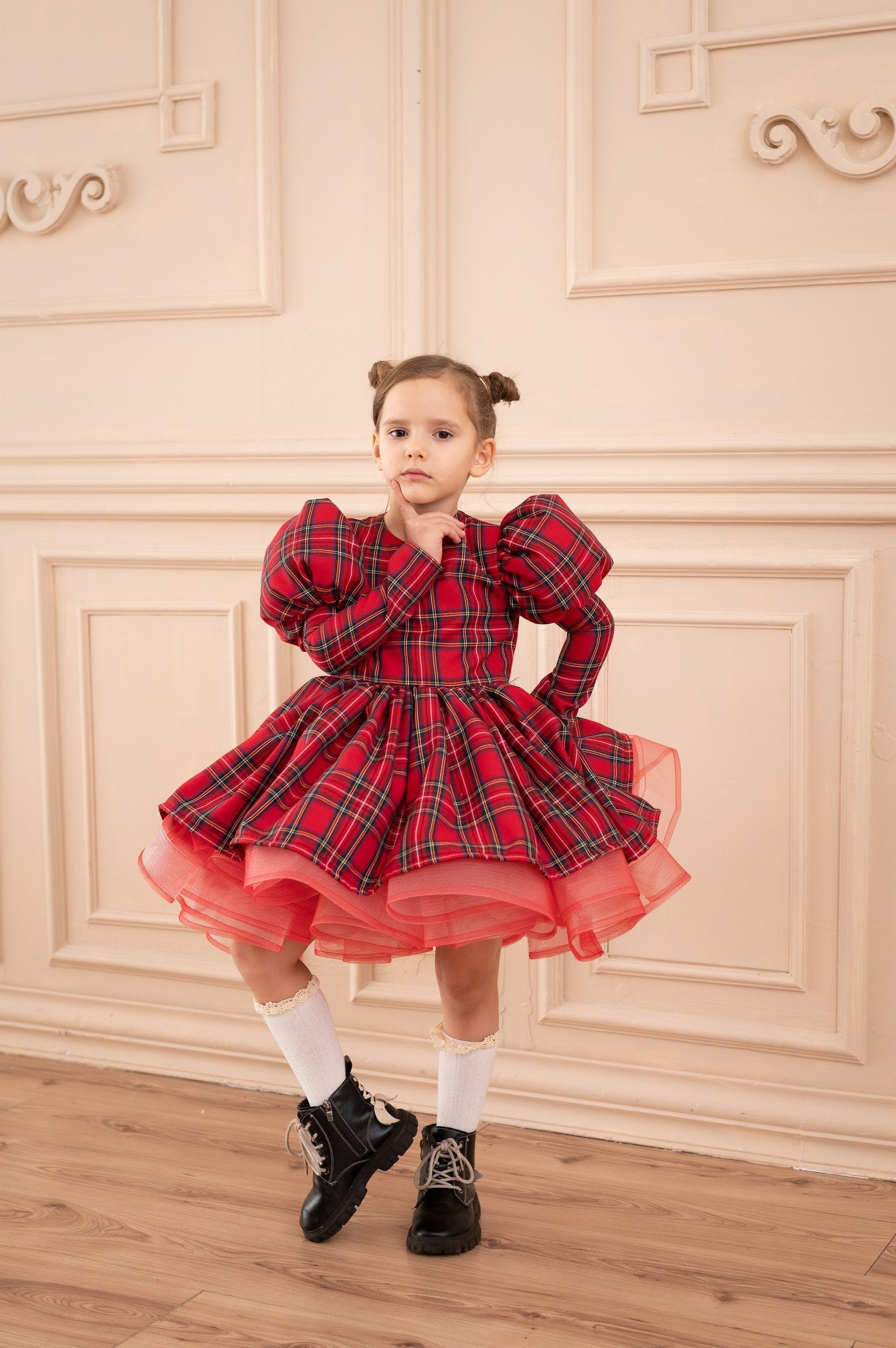 Tartan Plaid Dress, Christmas Dresses for Girls, Holiday Girl Dress, Red Christmas Party Outfit, Plaid Ruffle Dress, Xmas Photoshoot, Retro 10 Tartan Plaid Dress, Christmas Dresses for Girls, Holiday Girl Dress, Red Christmas Party Outfit, Plaid Ruffle Dress, Xmas Photoshoot, Retro 10