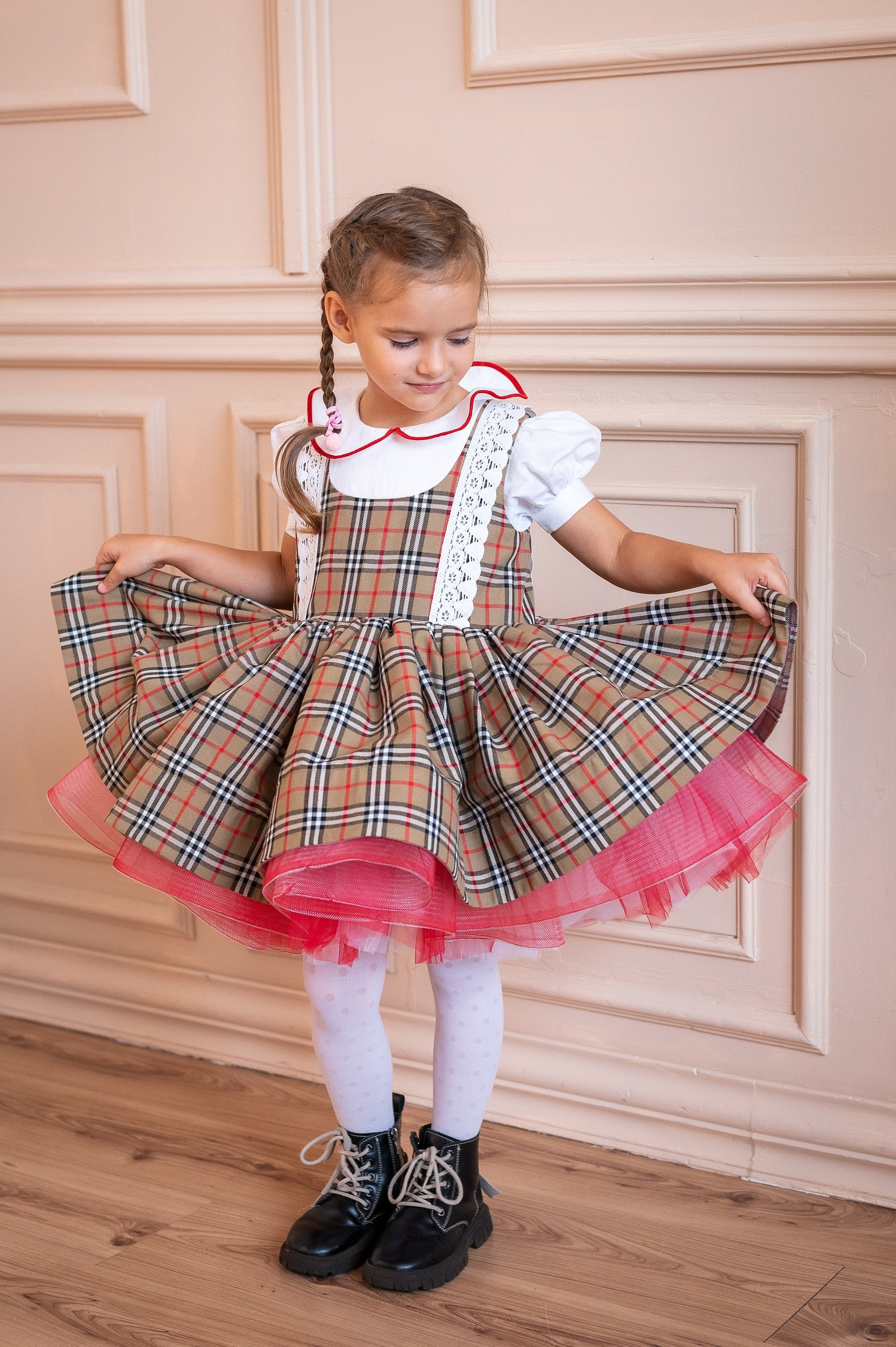 Shop Christmas Girl Dress, Holiday Toddler Dress, Plaid Dress, Tartan Ruffle Dress, Xmas Photography Dress, Tutu Retro Dress, Festive Dress -