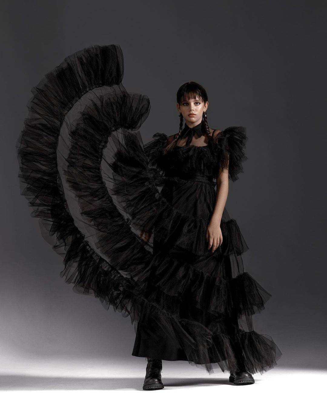 Shop Wednesday Dress, Rave'n Dance Dress, Black Prom Dress, Alternative Wedding Dress, Halloween Costume, Whimsigoth Tulle Dress, Evening