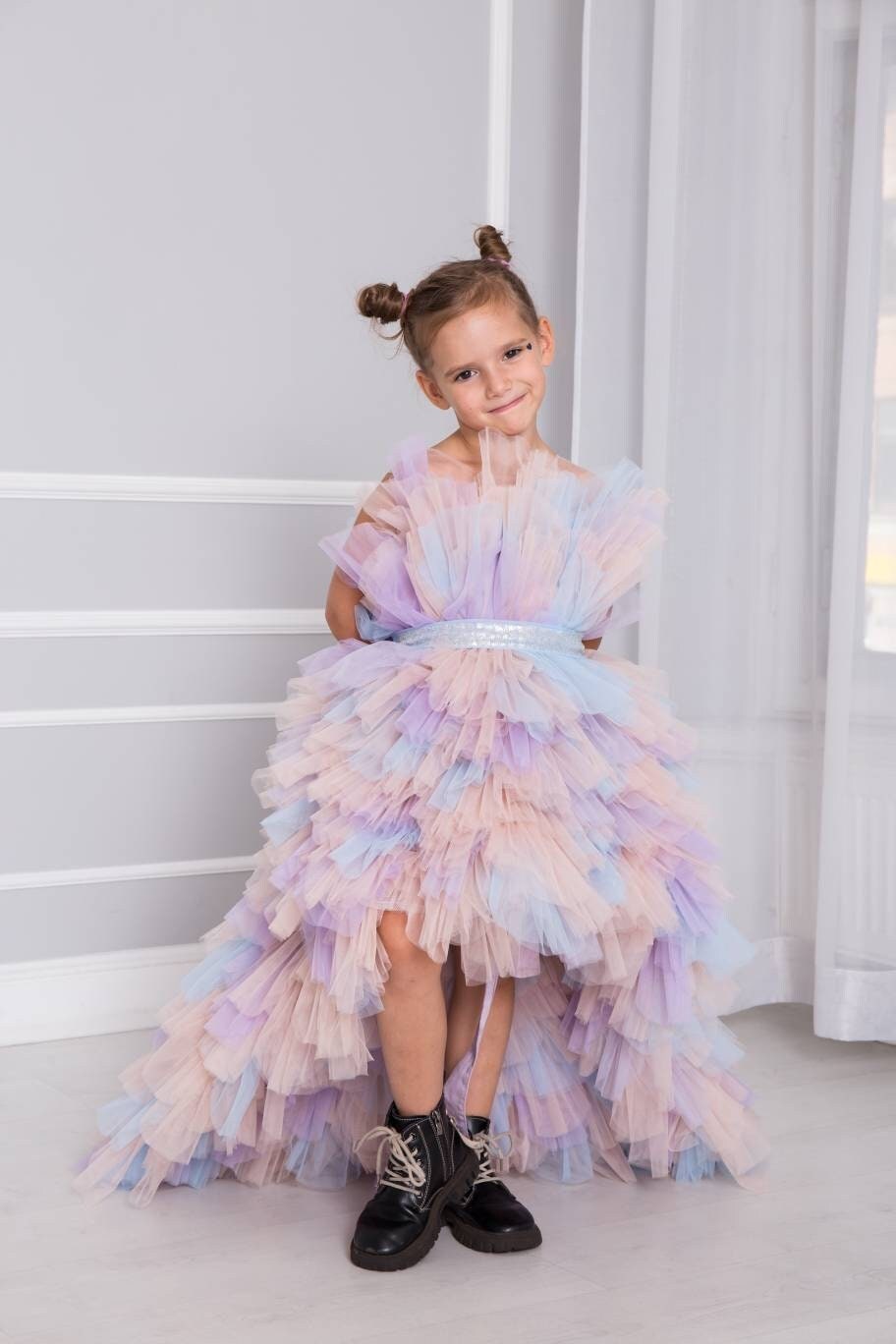Shop Girls High Low Dress, Pageant Dresses for Girls, Ombre Unicorn Dress, Couture Gown Kids, Toddler Rainbow Dress, Flower Girl Dress, Tiered -