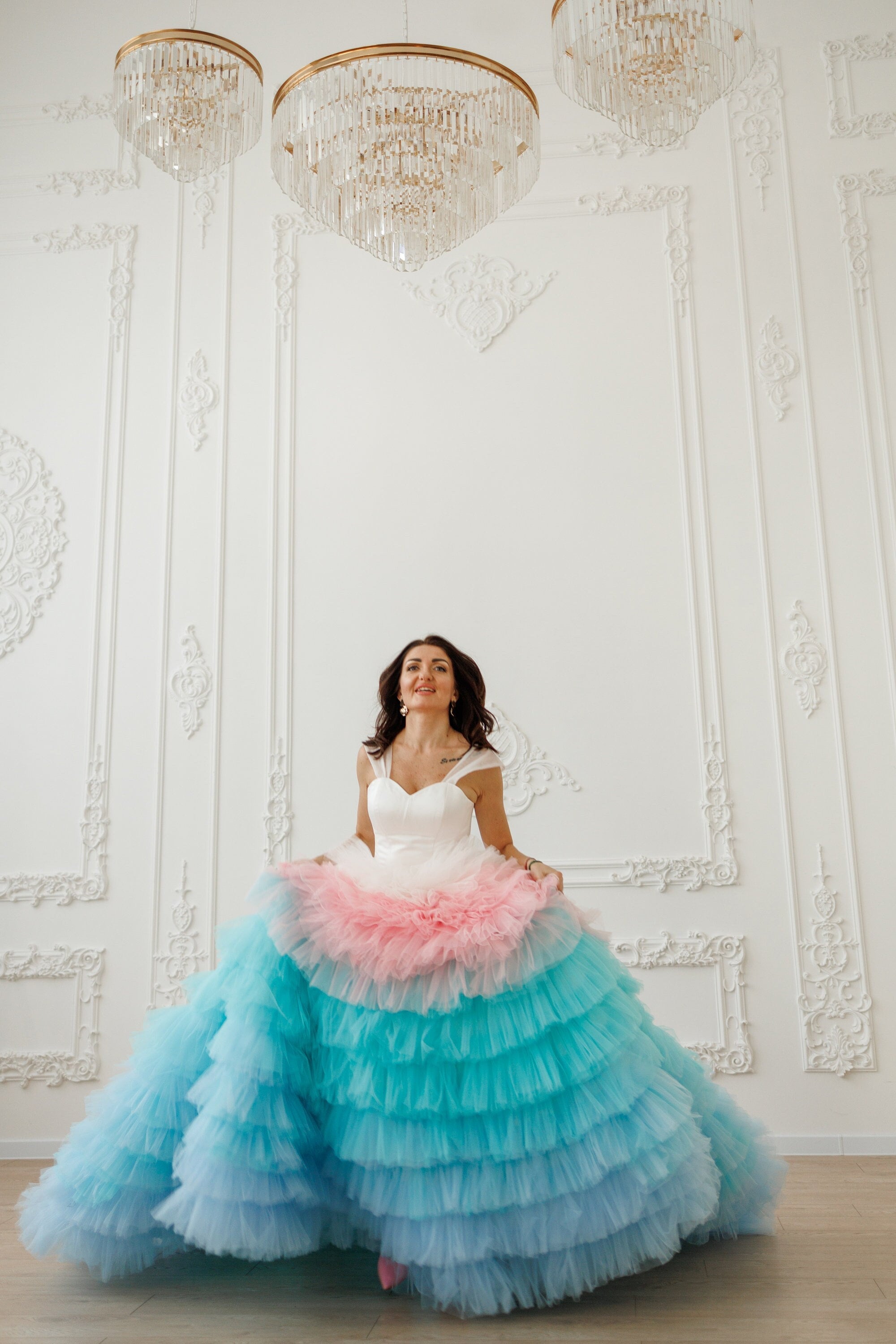 Shop Rainbow Ombre Tulle Dress Women, Unicorn Adult Tutu Dress, Colorful Wedding Dress, Beach Wedding Dress, Puffy Tulle Dress,Layered Prom Dress