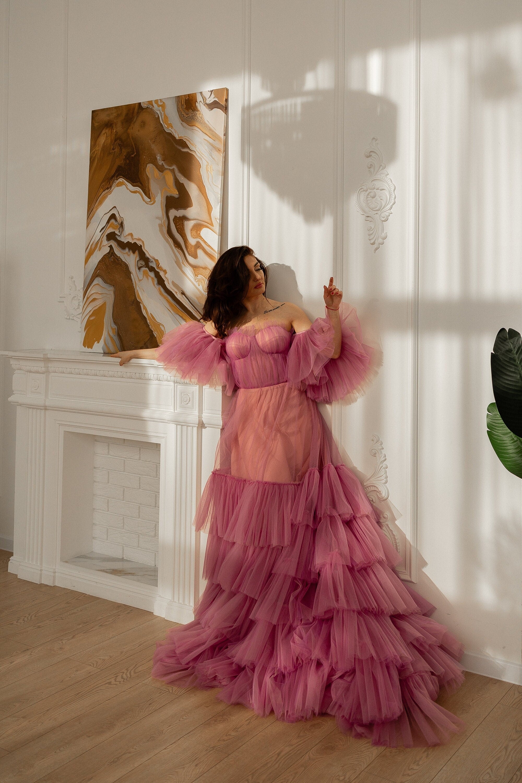 Shop Dusty Rose Tulle Gown For Photoshoot, Goddess Corset Dress With Flounces, Black Tie Dress, Tiered Fairy Gown, Tulle Maxi Gown, Gala Event - Shop Dusty Rose Tulle Gown For Photoshoot, Goddess Corset Dress With Flounces, Black Tie Dress, Tiered Fairy Gown, Tulle Maxi Gown, Gala Event -
