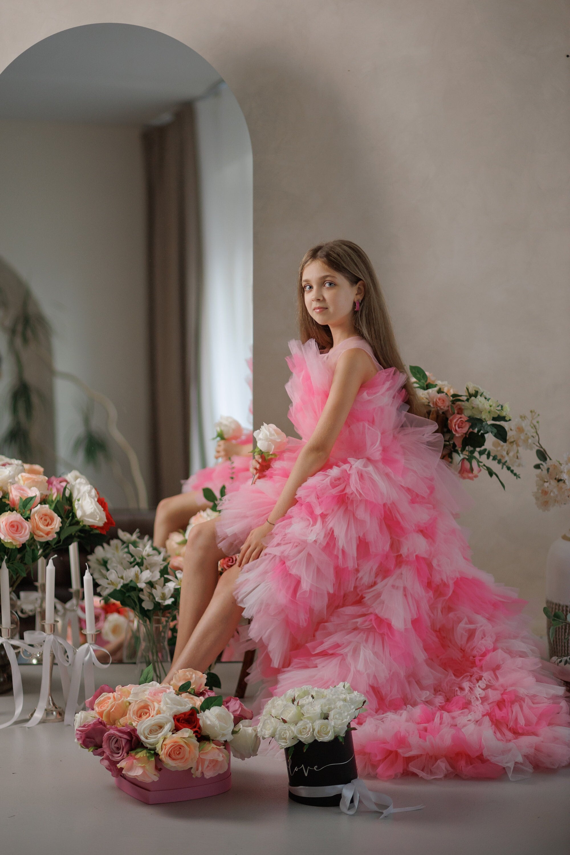 Shop Pink Ombre Tutu Hi Lo Dress For Girls, Flower Girl Dress, Princess Tulle Tutu Dress, Girls Wedding Dress, Junior Bridesmaid Gown, Formal - Shop Pink Ombre Tutu Hi Lo Dress For Girls, Flower Girl Dress, Princess Tulle Tutu Dress, Girls Wedding Dress, Junior Bridesmaid Gown, Formal -