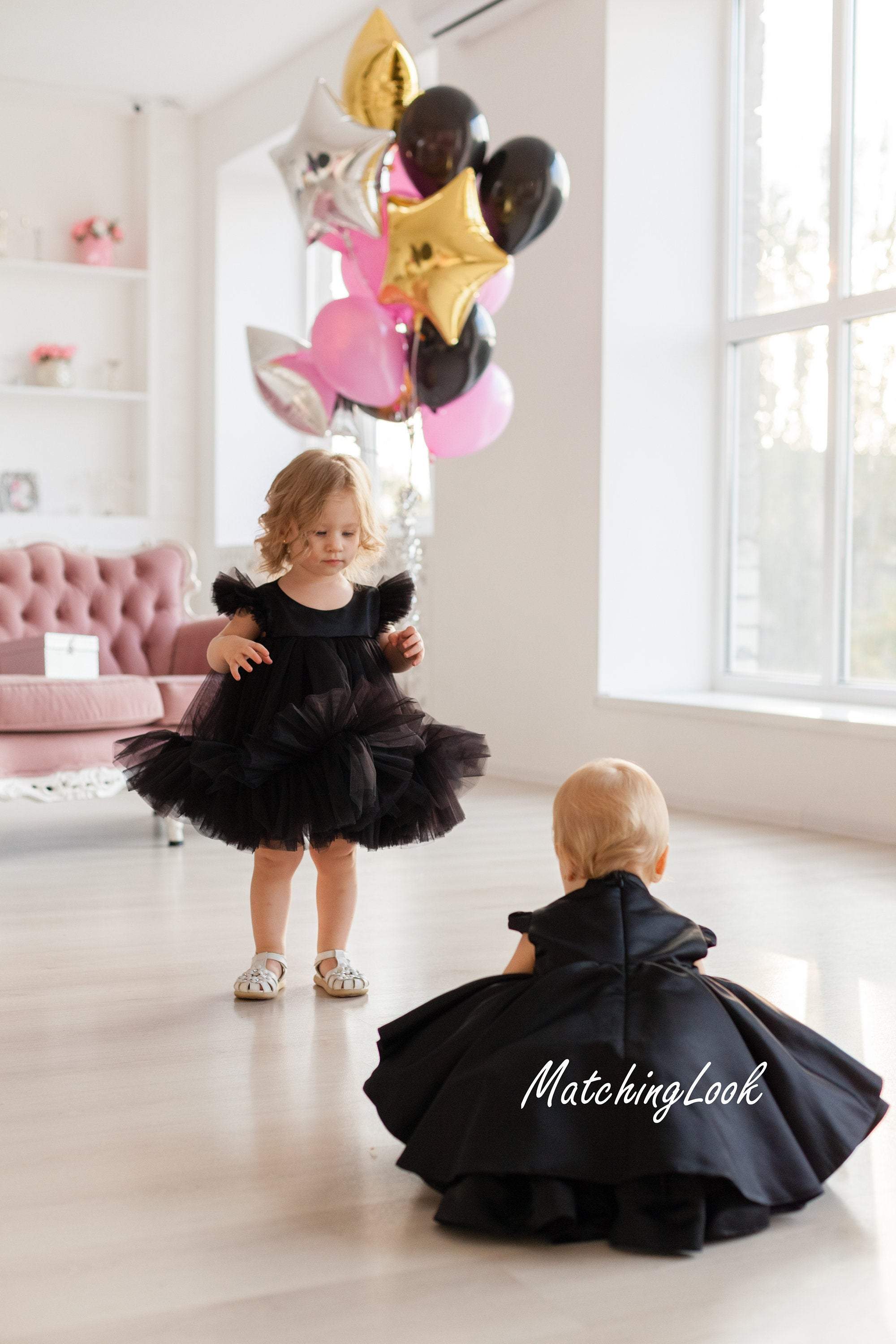 Black 1st Birthday Tutu Dress For Baby Girl