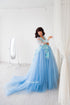 Baby Blue Pregnancy Dress - Maternity Long Lace Dress