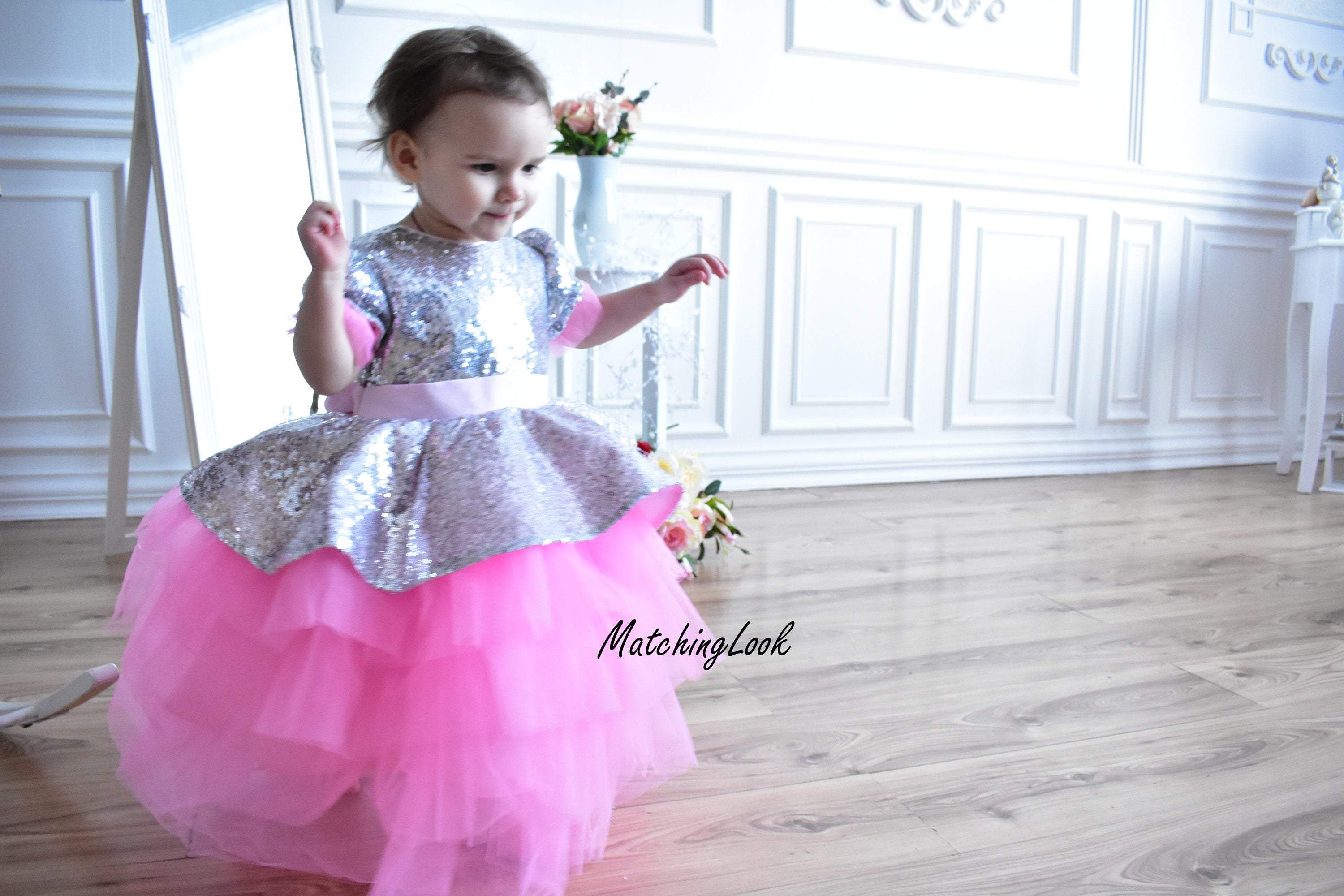 Buy High Low Rose Gold Sparkly Baby Dress, 1st Birthday Baby Dress, Party Baby  Dress, Weeding Girl Dress, Princess Girl Dress, Tulle Baby Dress Online in  India - Etsy