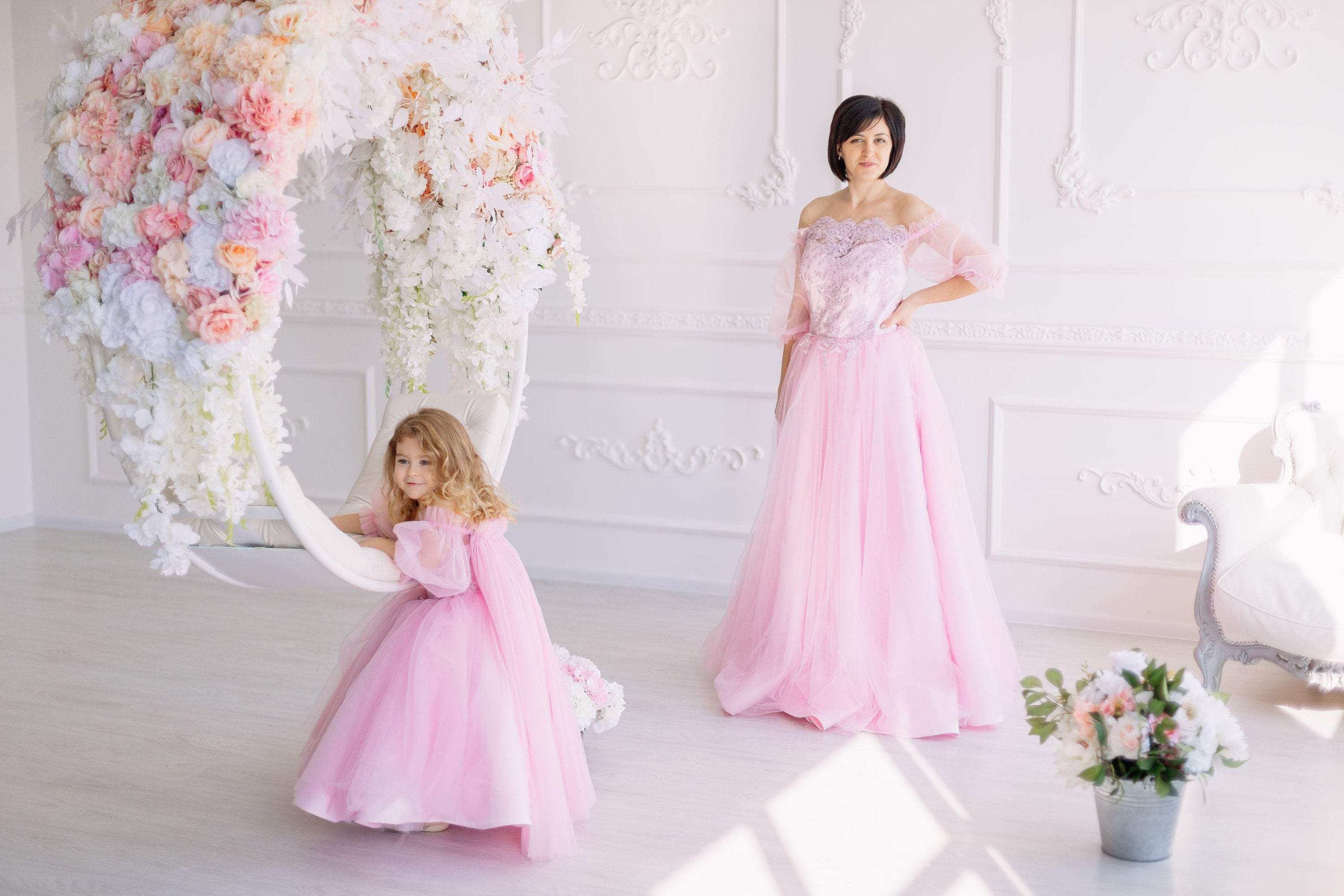 Children's dress princess dress big children's wedding dress girls long  section mesh tutu dress - The Little Connection