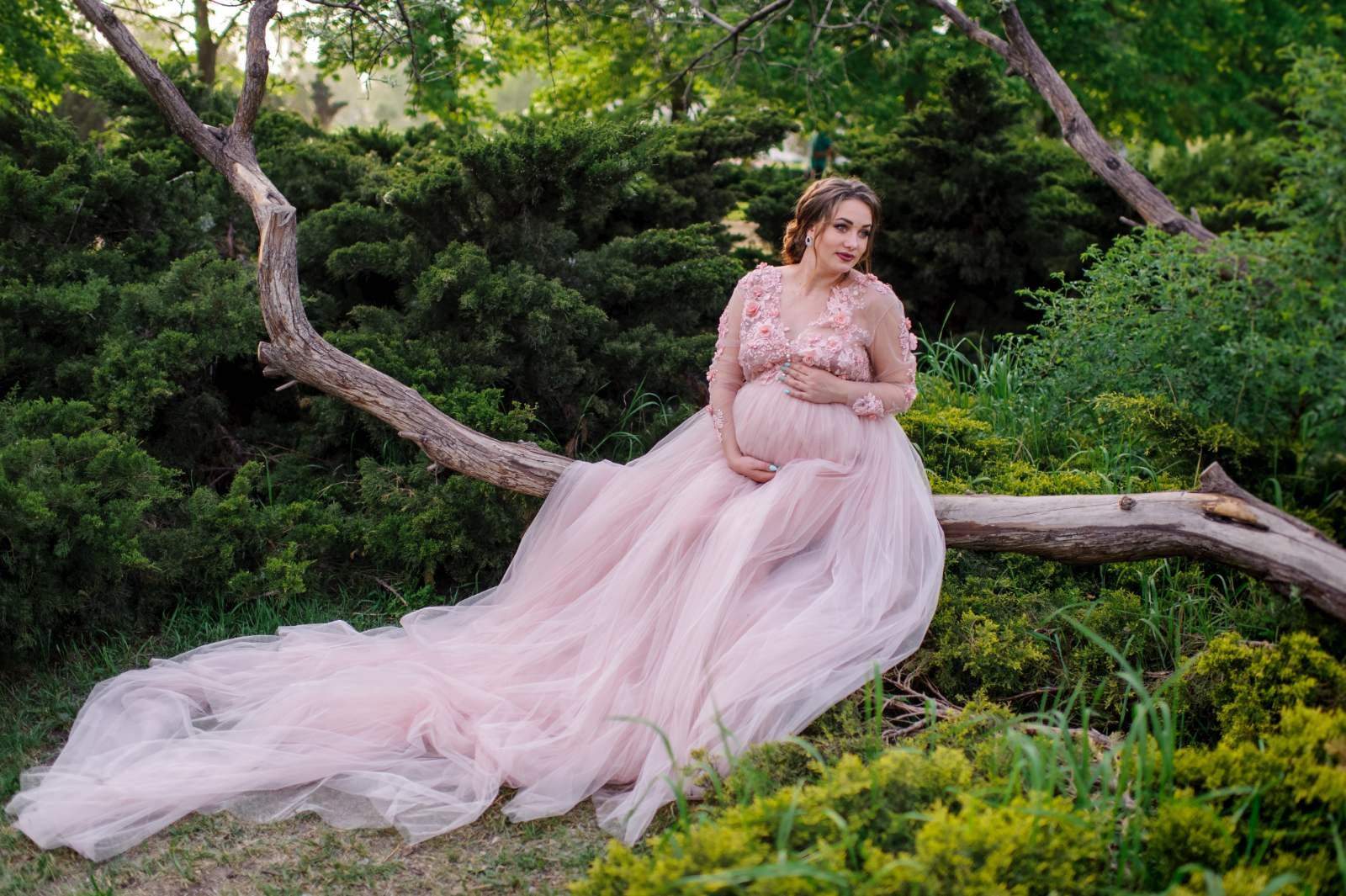 Shop Blush lace Maternity gown for Maternity pictures - Customizable and Made-to-Order Dresses XS / Blush/fully lined Shop Blush lace Maternity gown for Maternity pictures - Customizable and Made-to-Order Dresses XS / Blush/fully lined