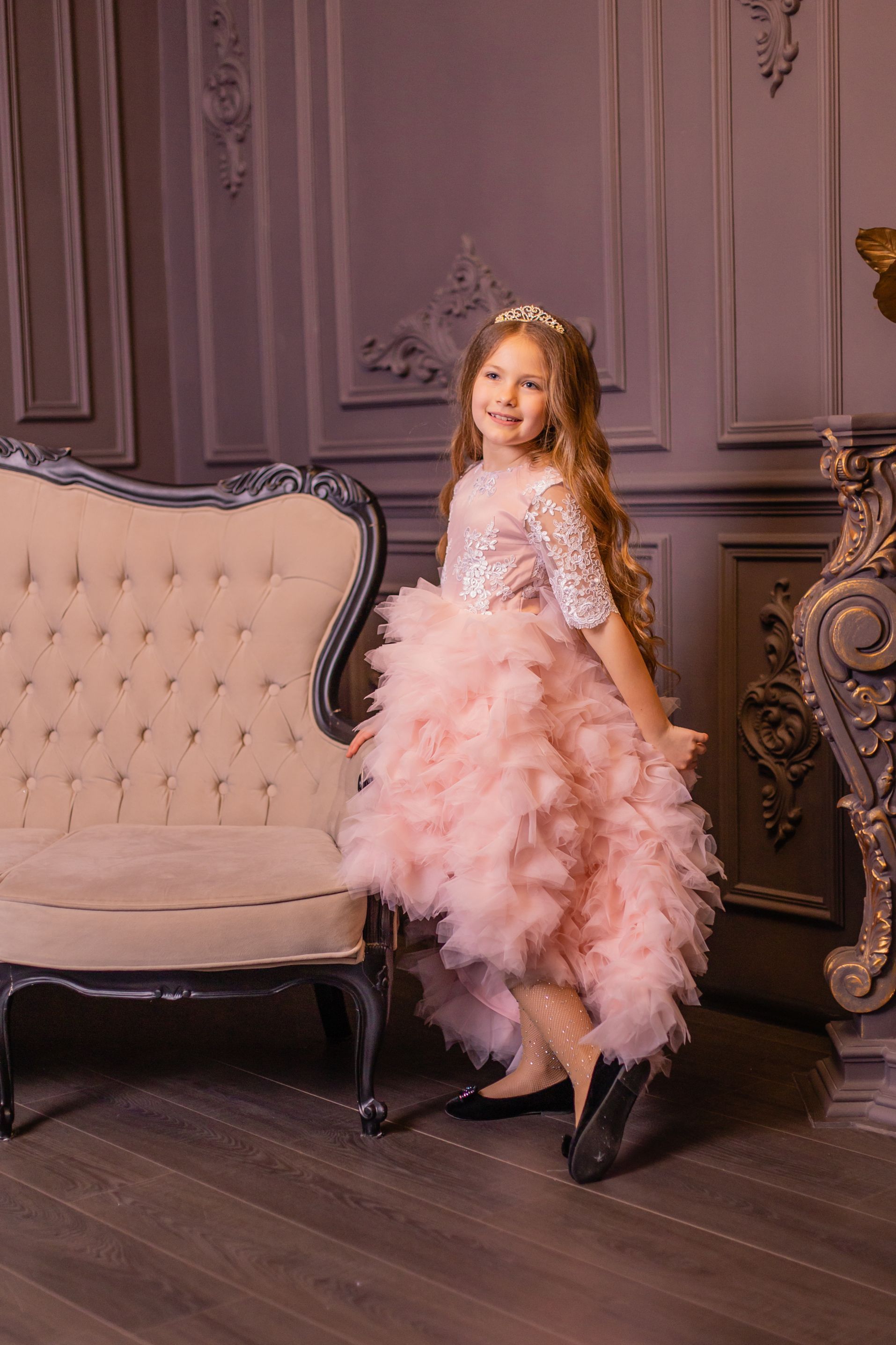 Blush Pink Girl Tulle Dress, Lace Flower Girl Dress, Blush Princess Dress 6 Blush Pink Girl Tulle Dress, Lace Flower Girl Dress, Blush Princess Dress 6