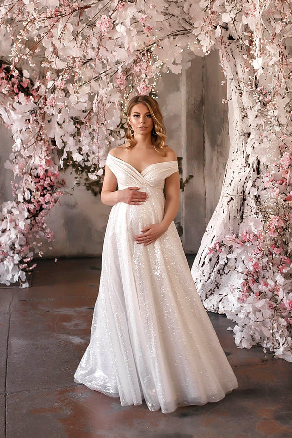 Shop Bridgit maternity bridal tulle dress with glitter