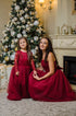 Burgundy Mommy and Me Chritmas dresses Mother daughter matching tutu dresses, Strapless dress Mom baby wedding  party dress, Valentines day