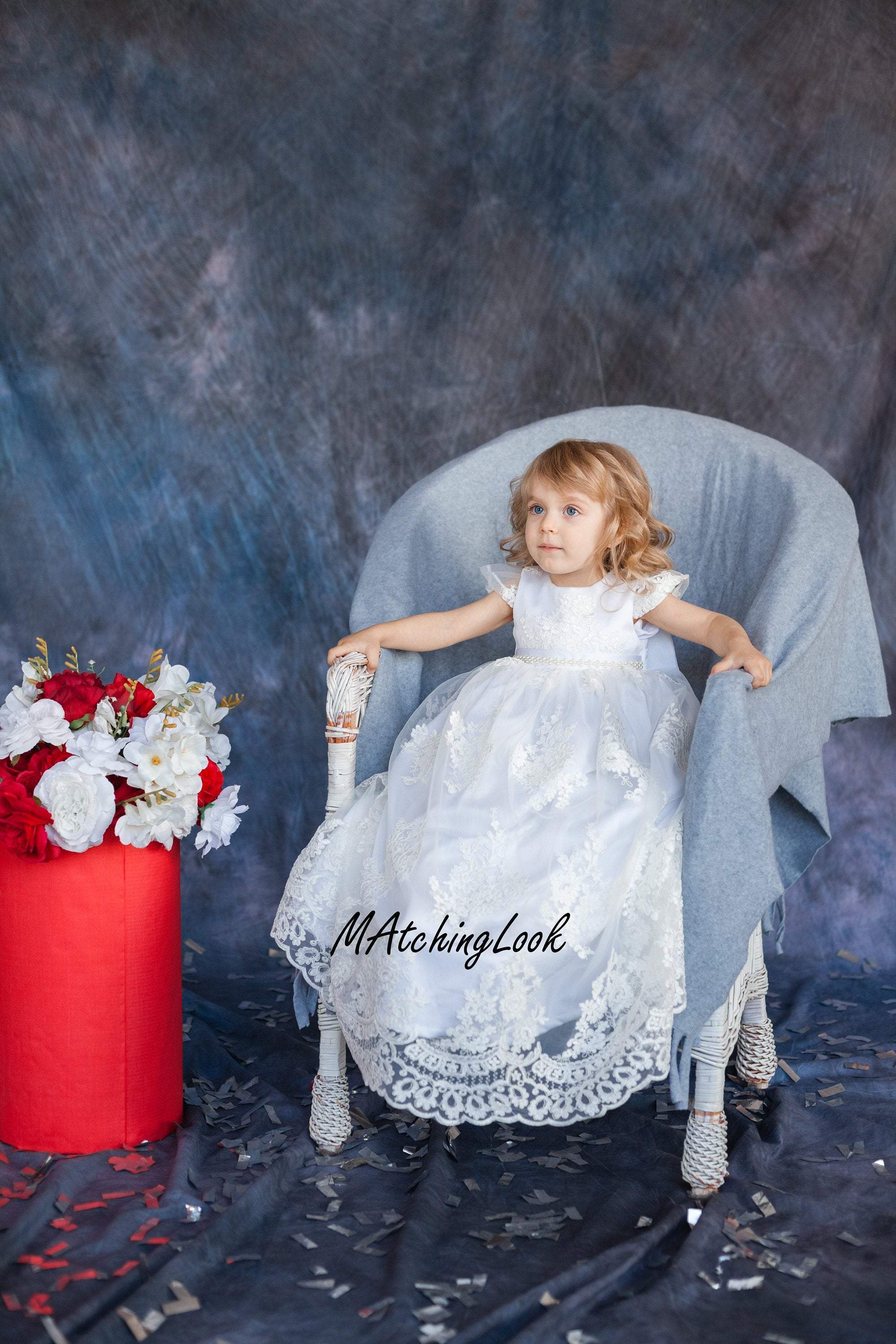Christening Gown - Baptism Dress - Christening Dress for baby girl - Off White Lace Dress - Flower girl Lace Dress - First communion Dress 10 Christening Gown - Baptism Dress - Christening Dress for baby girl - Off White Lace Dress - Flower girl Lace Dress - First communion Dress 10