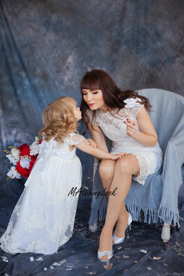 white dress for christening mother Shop Gown - Baptism - Christening Matching Daughter Dress - Mommy and Me Outfits - Off Lace Dress Off White Dress Color:Florescent Sky Men's Casual Light Denim 5A7 SPRING 3 2026