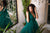 Emerald Bridesmaid Dress, Tulle A line Maxi Dress with slit, V neckline Wedding Dress, Maxi Prom Dress, Engagement  Dress, Party Dress