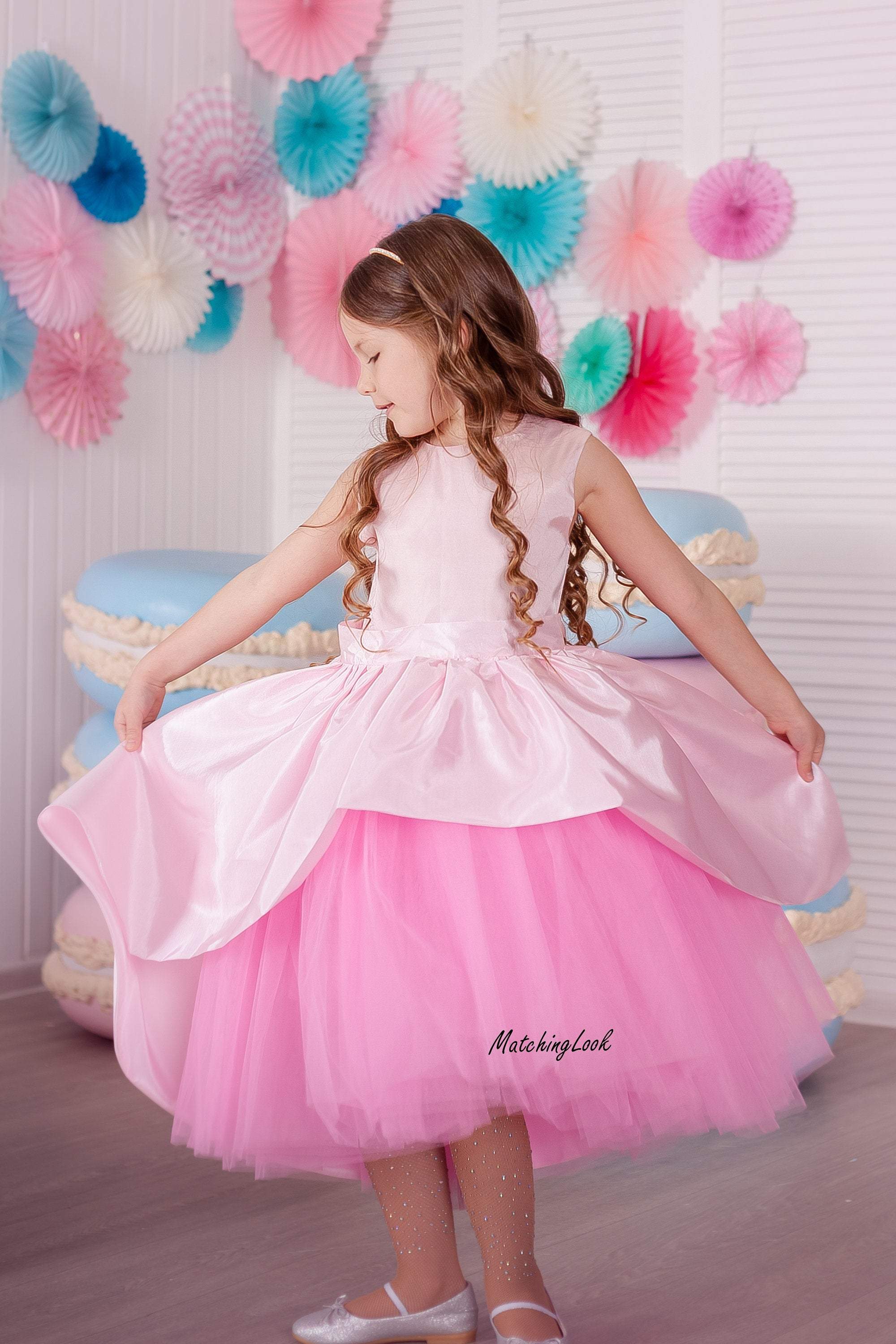 Matchinglook Hot Pink Dress Baby Dress Pageant Dress Tulle Dress Flower Girl Dress Birthday Dress Toddler Dress Hot Pink Wedding Dress Girl Tutu Dress