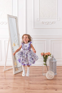 Floral Cotton Dress Easter Dress Vintage Style Dress Girl Purple Dr