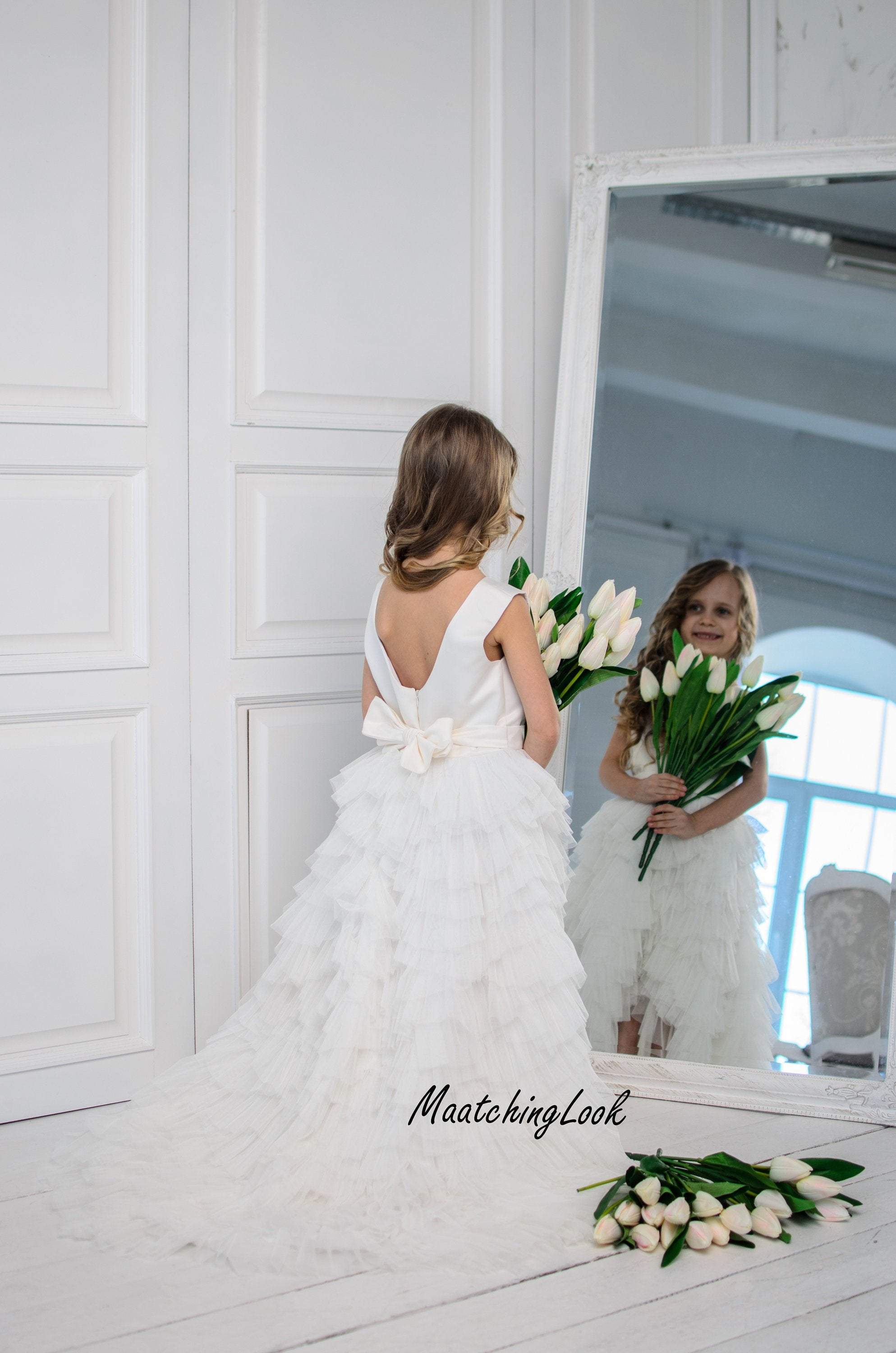 Shop Flower Girl Dress, Tulle Layered Dress, High Low Dress, Formal Dress, Communion Dress, Girl Baptism Dress, Elegant Dress, Ivory Tulle Dress - Shop Flower Girl Dress, Tulle Layered Dress, High Low Dress, Formal Dress, Communion Dress, Girl Baptism Dress, Elegant Dress, Ivory Tulle Dress -