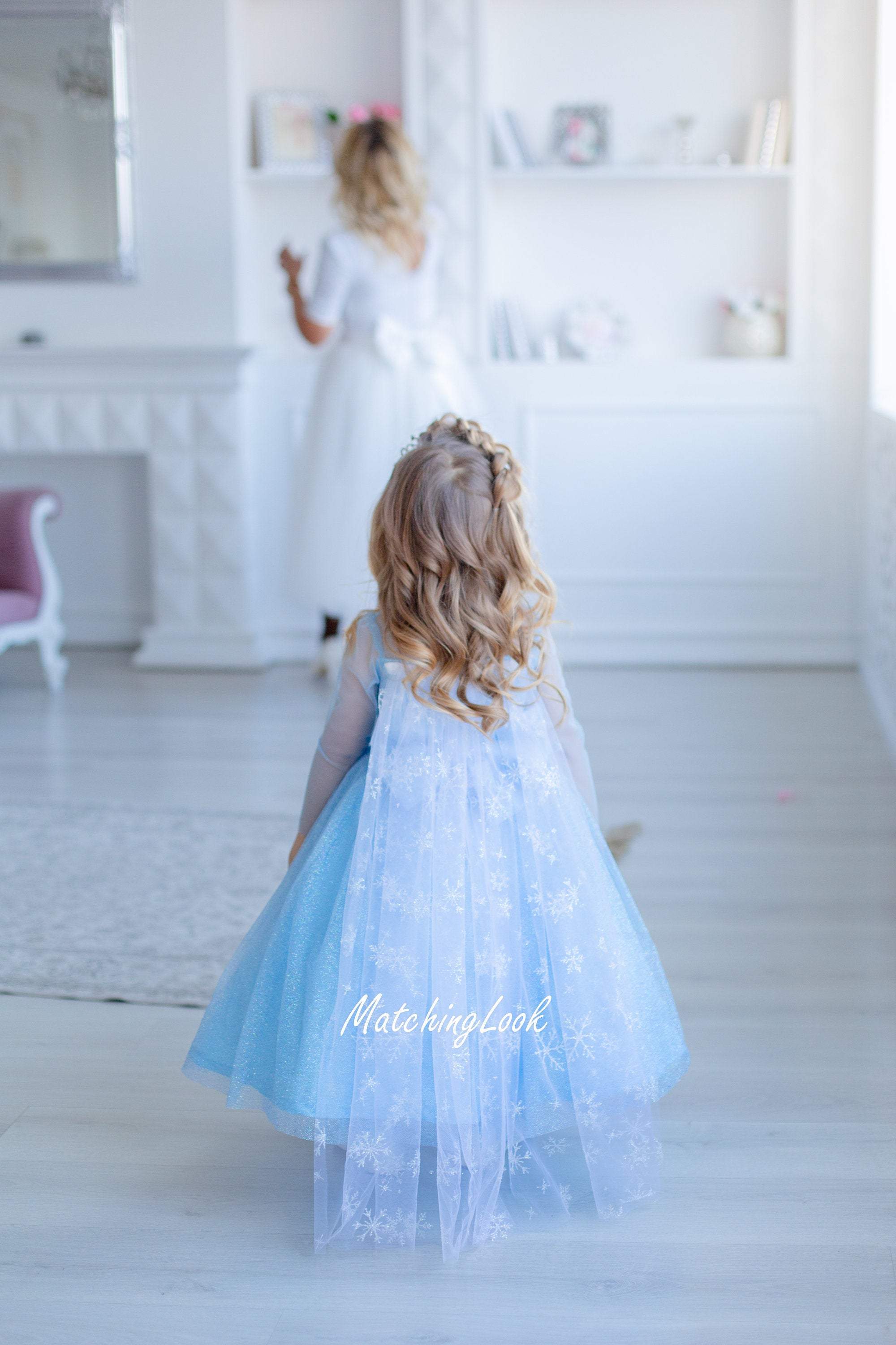 Last piece) Frozen Elsa-Inspired Dress with Cape, Babies & Kids, Babies &  Kids Fashion on Carousell