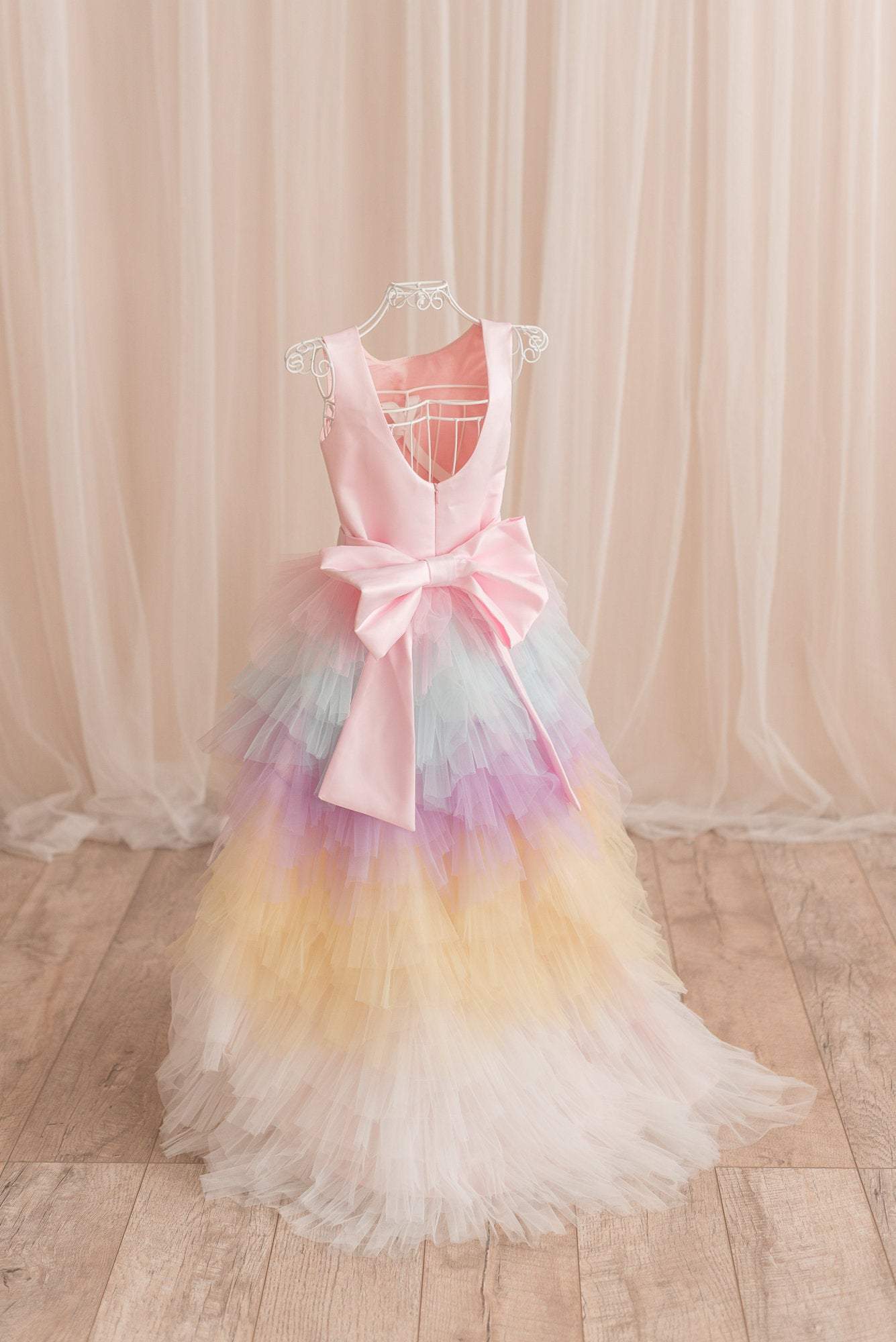 Matchinglook Girl Unicorn Dress, Rainbow Dress, Girl Tutu Dress, Tulle Dress, Flower Girl Dress, High Low Dress, 1st Birthday Dress, Toddler Gown Dress 7
