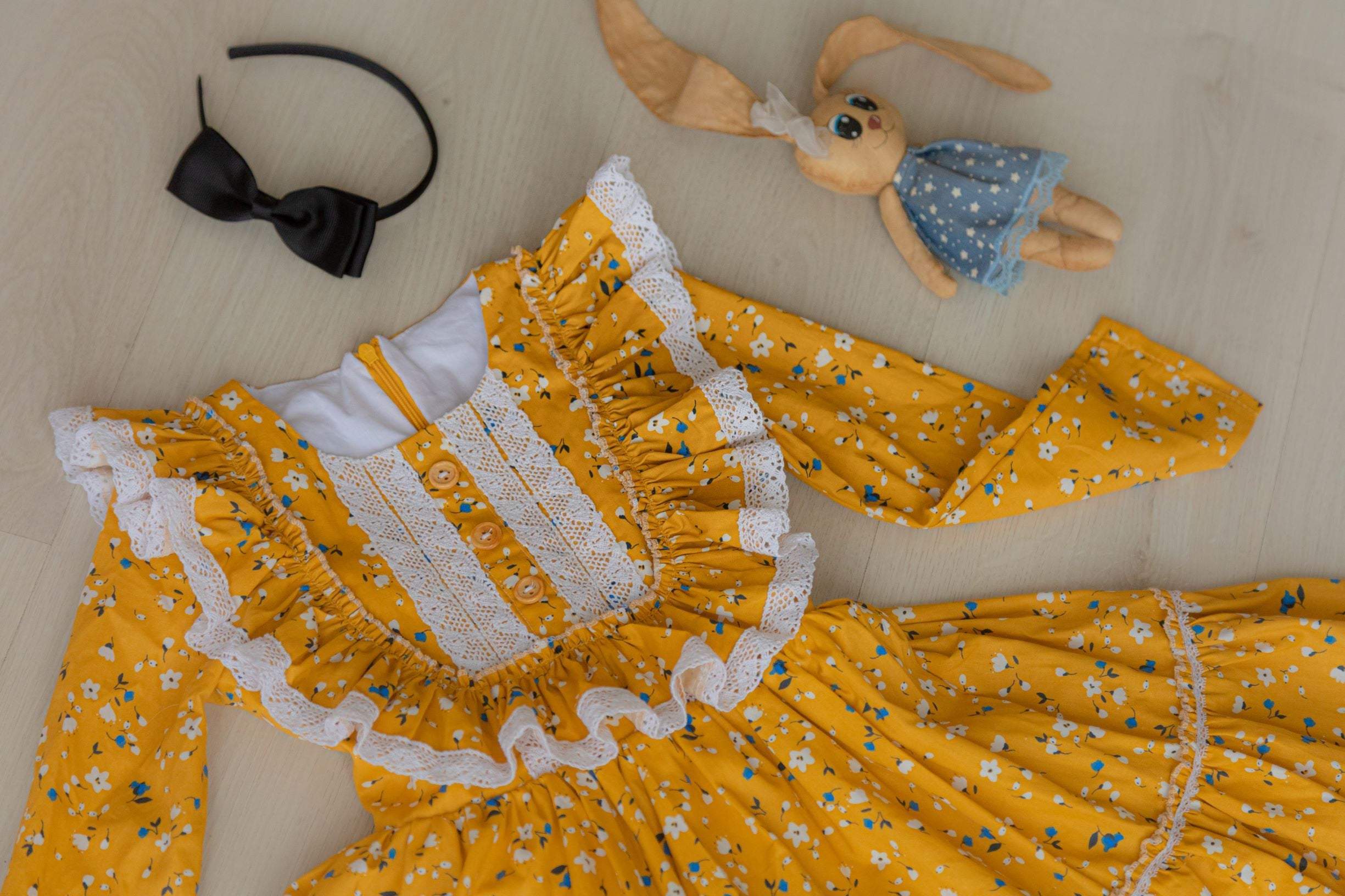 Girl Yellow Dress Girl Easter Dress Prairie Dress Vintage Style Dre