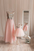 Gold sequin and peach tulle mother daughter matching tutu dress