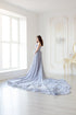 Grey Maternity  Chiffon dress for photo shoot - Pregnancy Gown with long train in gray color