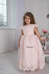 Holiday blush pink lace Tutu dress for girl - baby girl birthday gown - blush lace flower girl long dress