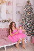 Hot pink mother daughter matching outfits - party tutu mommy and me dresses in bubble gum pink color made as separates