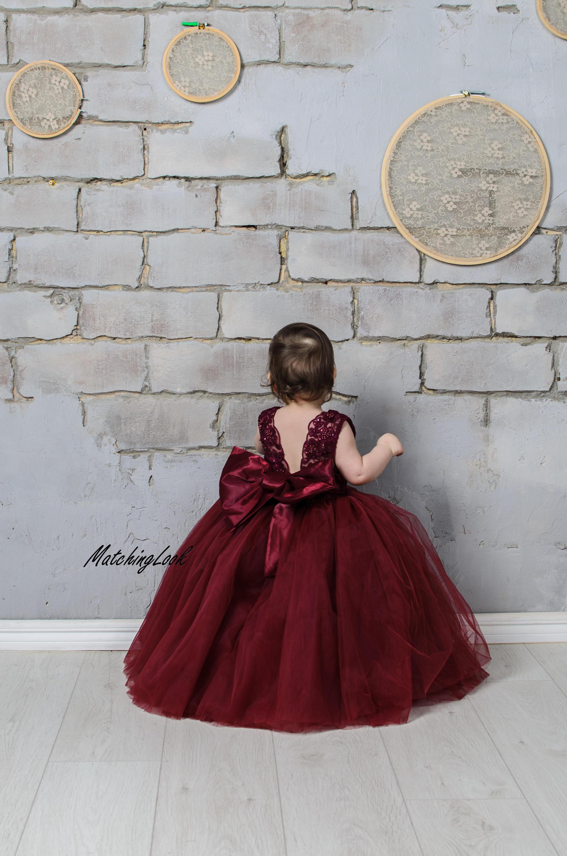 Georgia Belle Flower Girl Dress - Burgundy – sweetvalentina